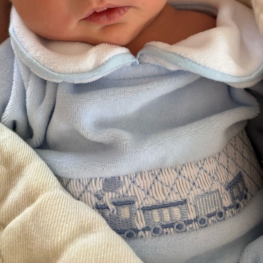 Baby Boy Velvour Train One Piece Outfit 0-3